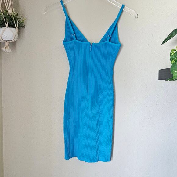 DAVID KOMA For Mini Dress in Blue Ribbed Size Small Cutout Detail Tank Dress - Picture 7 of 8